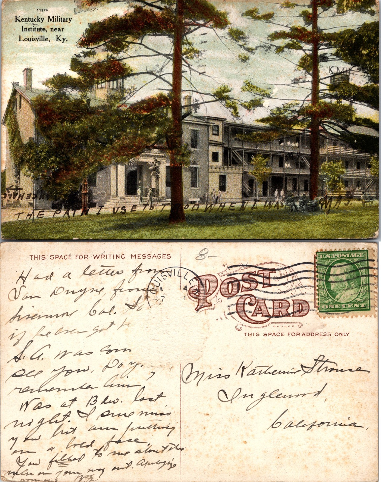 Kentucky Military Institute Louisville KY Postcard