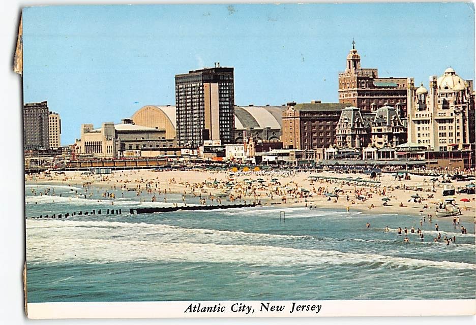 Postcard City Skyline & Beach Atlantic City New Jersey USA