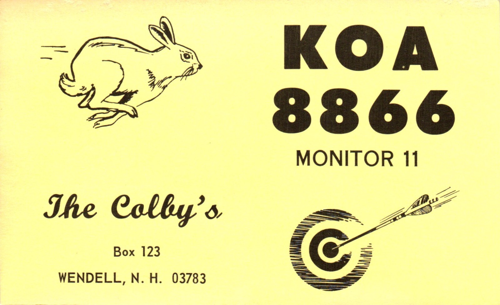 Wendell New Hampshire KOA8866 QSL Radio Card Postcard