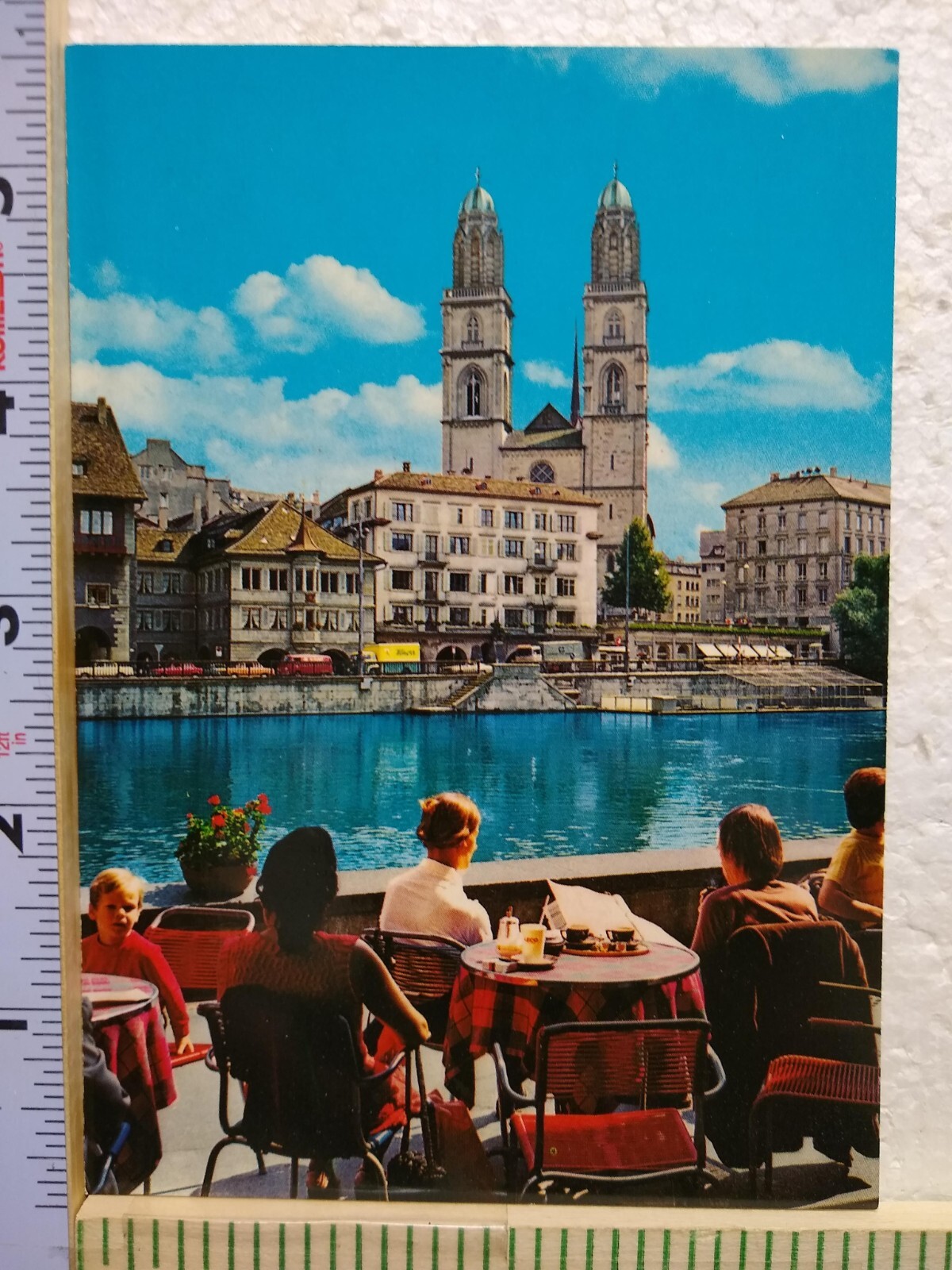 Postcard View Over the Limmat to the Grossmünster Zürich Switzerland