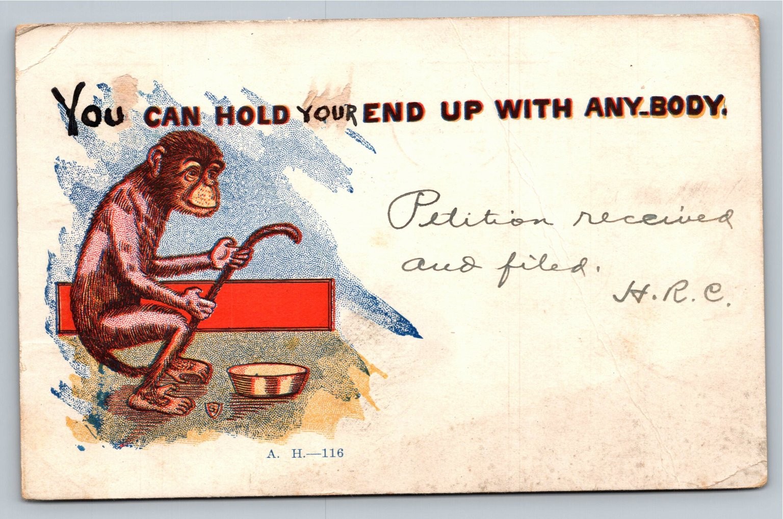 Vintage 1906 Political Humor Postcard Featuring Cartoon Monkey