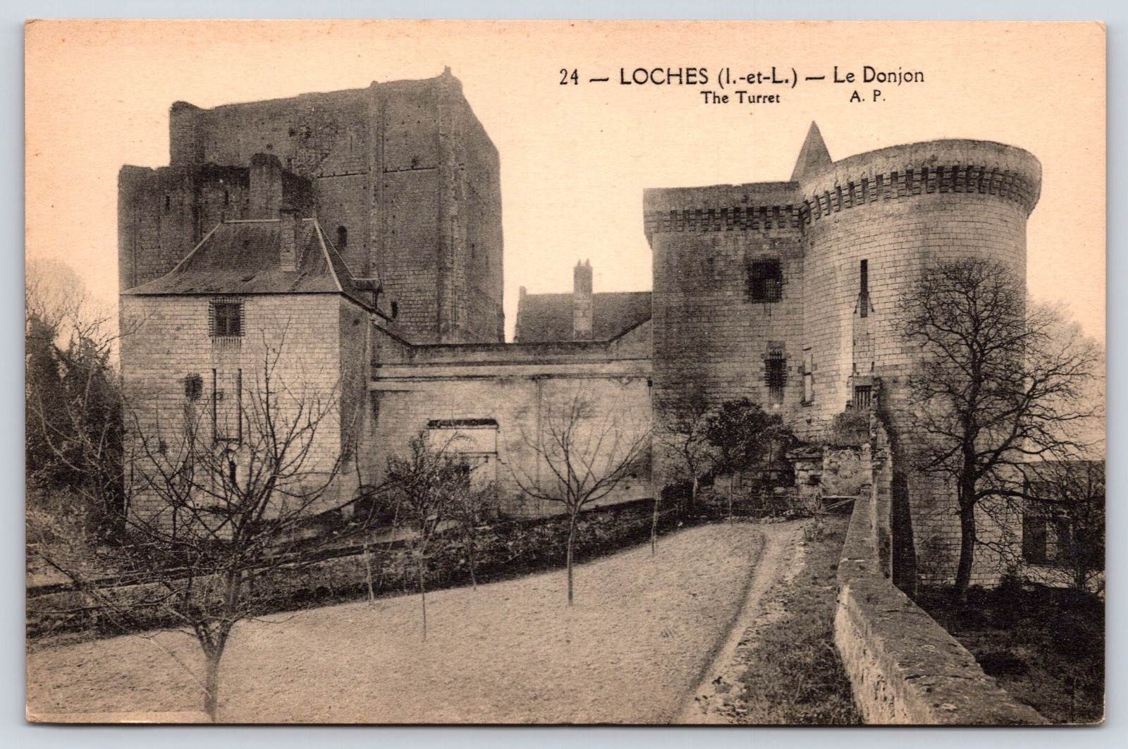 Loches Le Donjon The Turret France Vintage Postcard