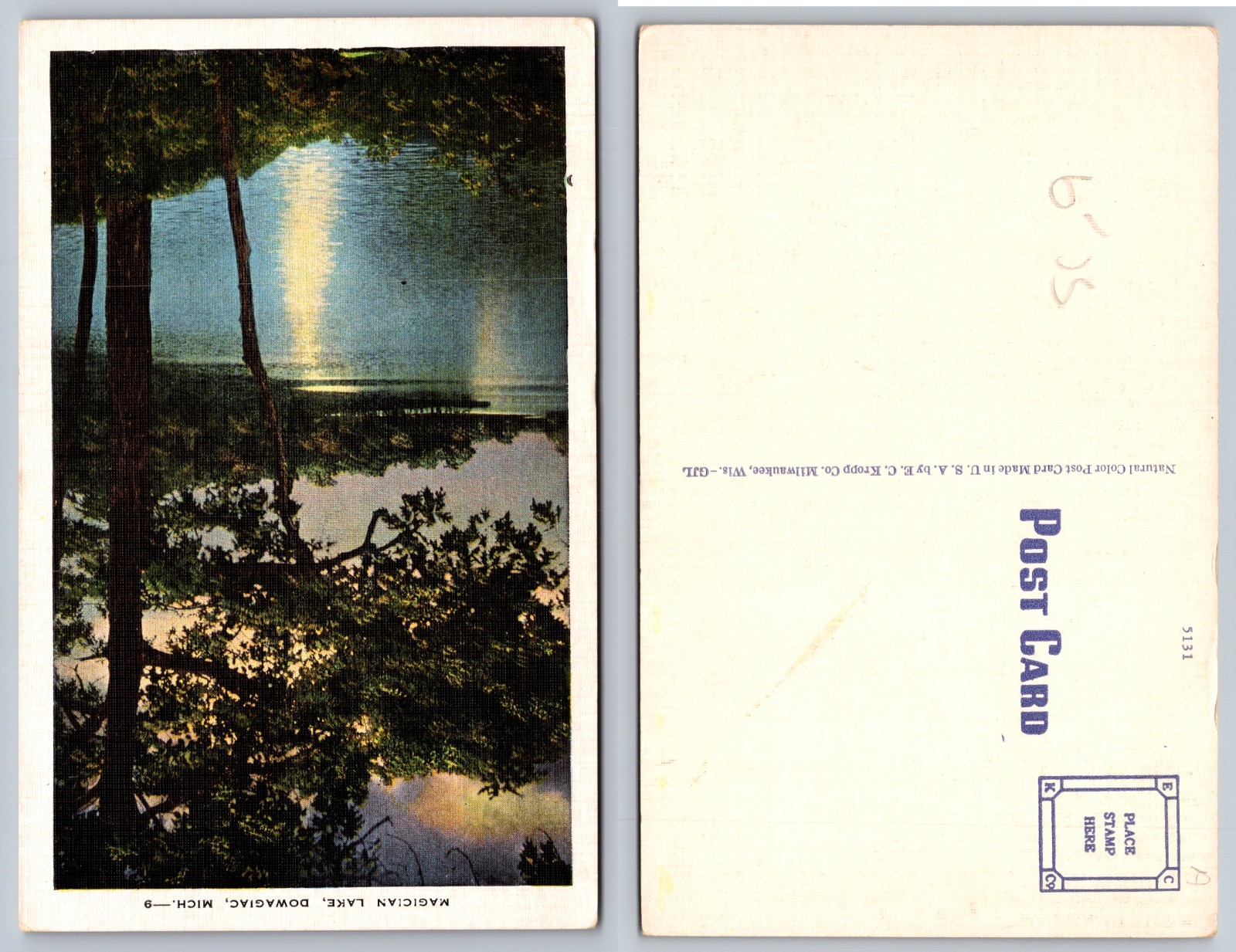 Madigan Lake Door County Michigan Postcard