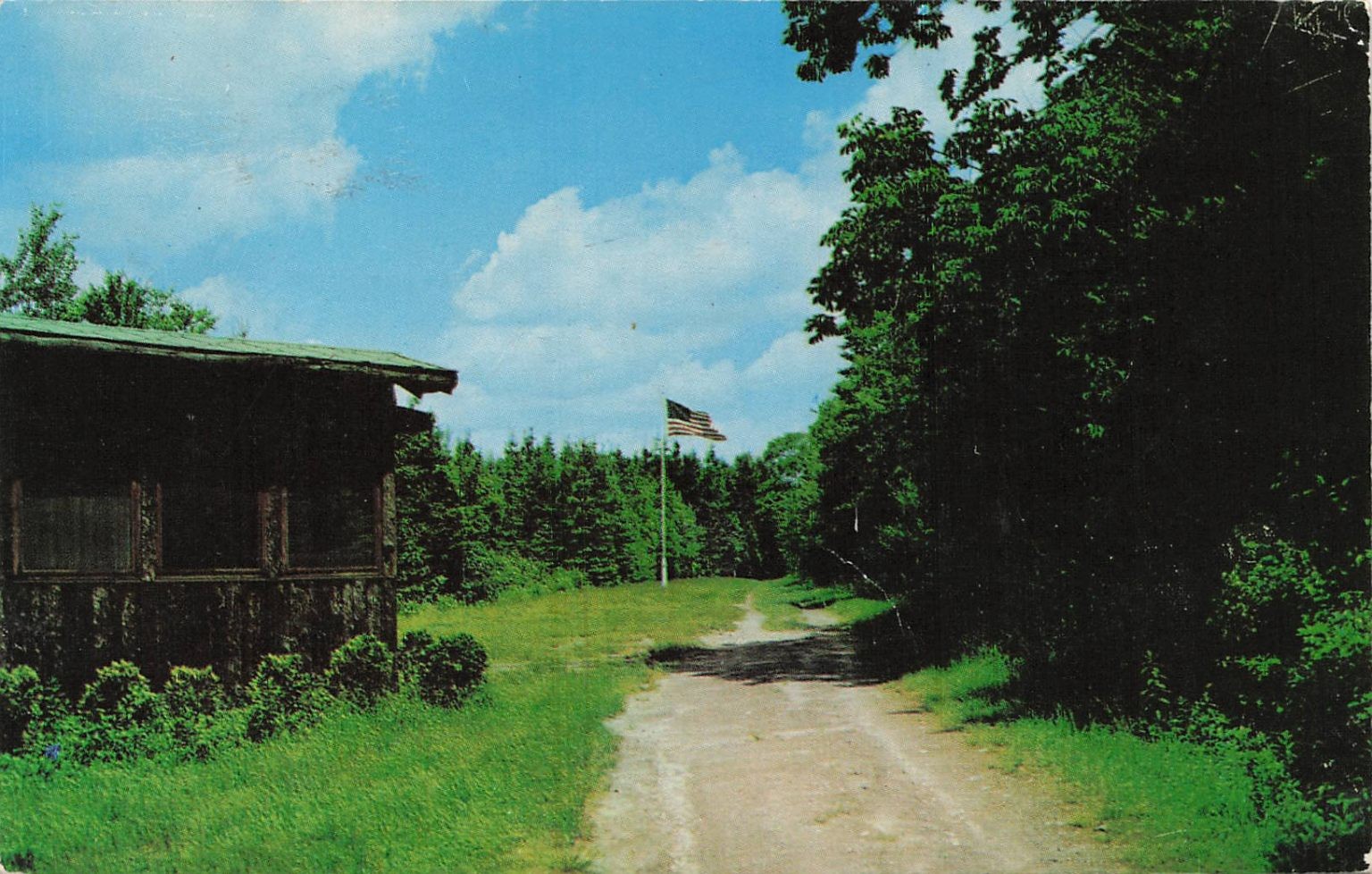 Vintage 1958 Camp Townshend Morris CT Lodge Flagpole Dexter Photo Postcard