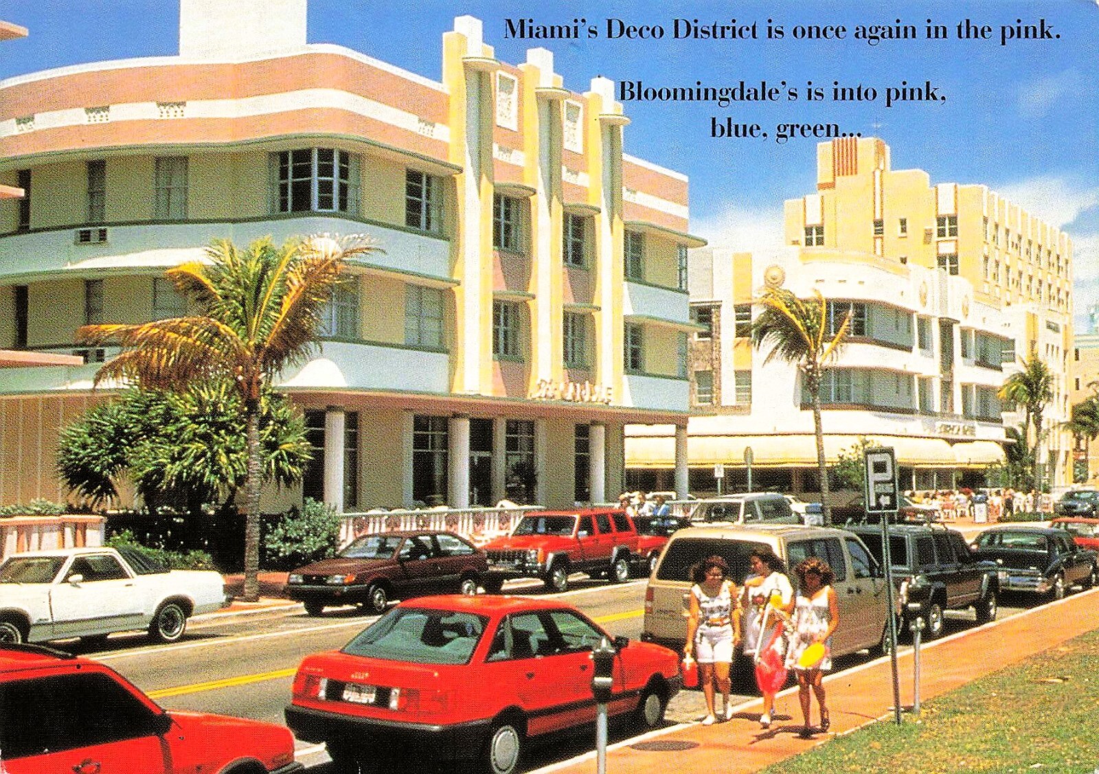 Miami Beach Art Deco District Bloomingdales Advertising Mall 6×4 Postcard G62