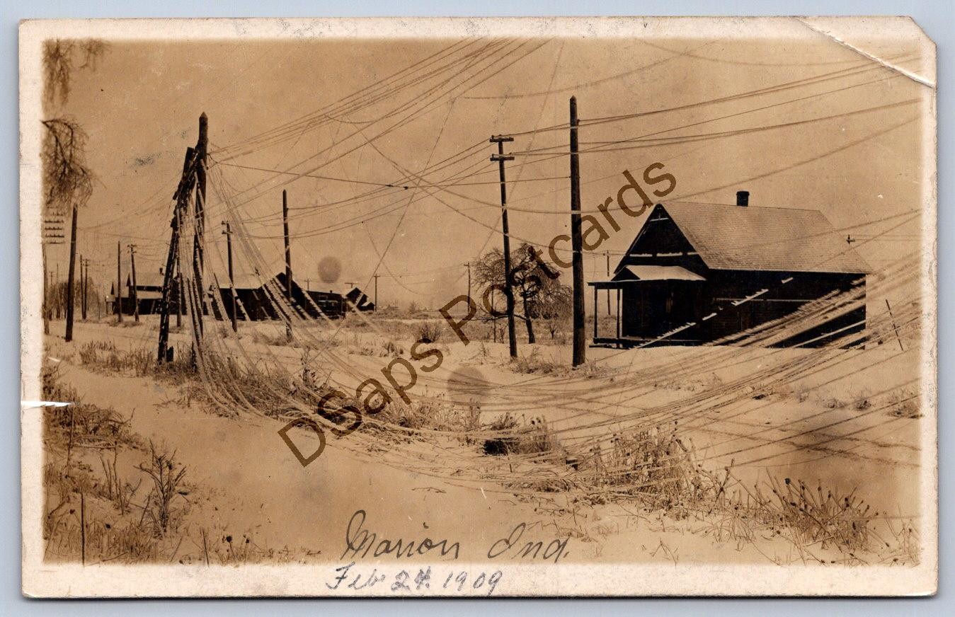 K59/ Marion Indiana RPPC Postcard c1910 Winter Storm Disaster Ice Home 472