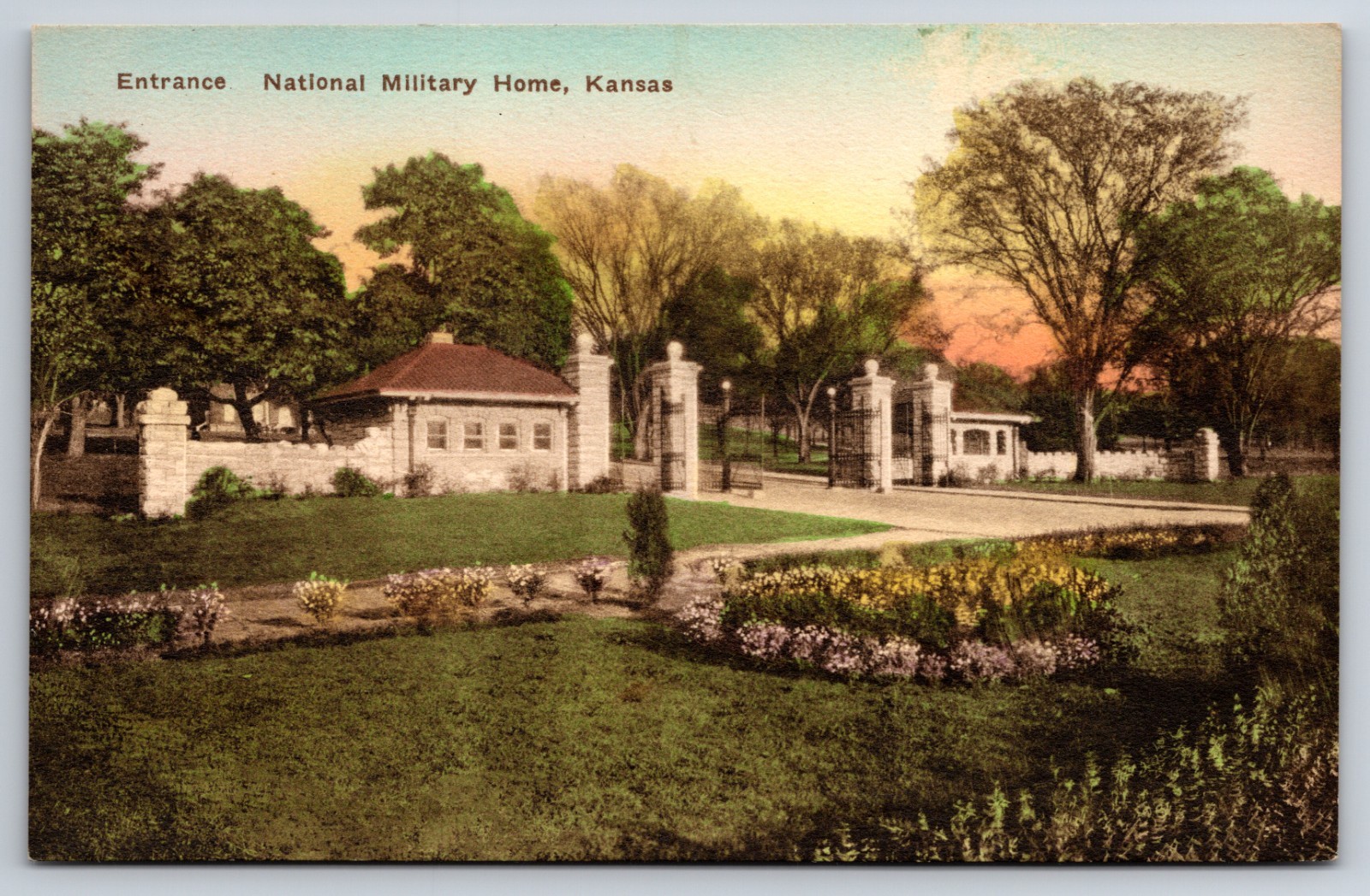Entrance National Military Home Leavenworth Kansas KS c1920 Postcard