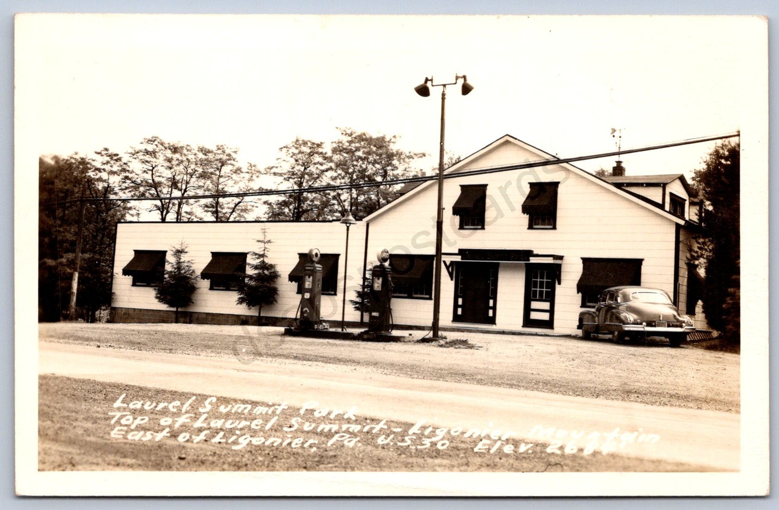 K11/ Ligonier Pennsylvania RPPC Postcard 40s Laurel Summit Par Gas Station 468