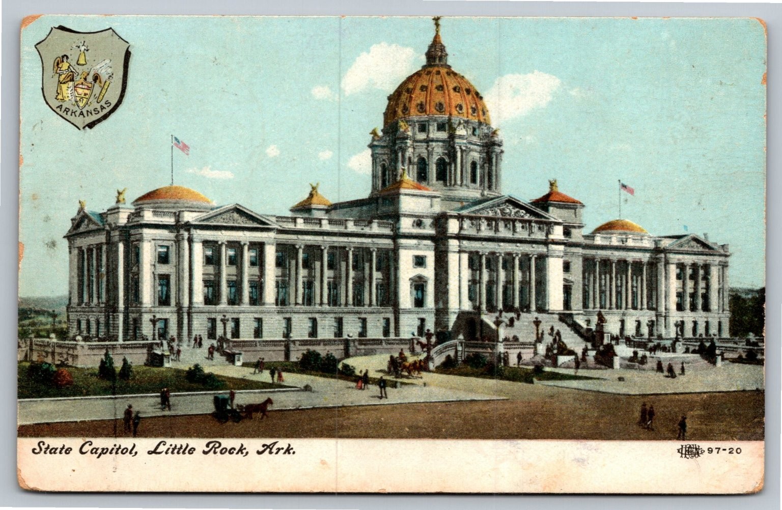 Little Rock Arkansas State Capitol Postcard 1908 Postmark US Capitol Building