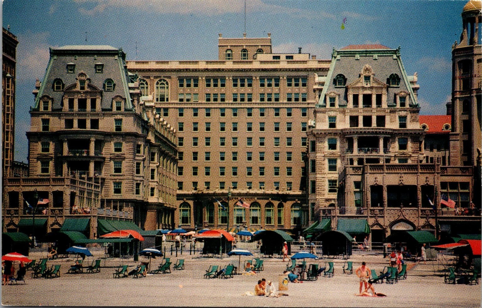 Vintage Dennis Hotel Atlantic City NJ Beach Scene Chrome Postcard Jack Freeman