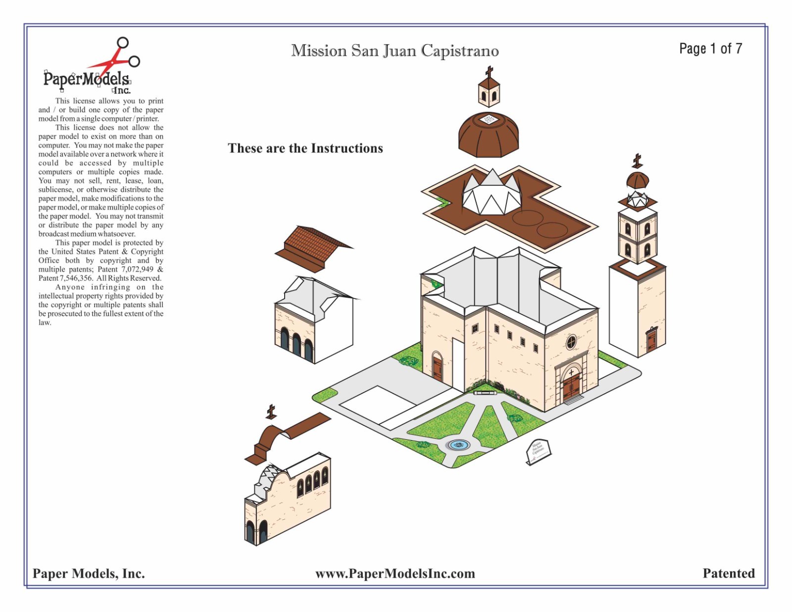 California Mission San Juan Capistrano – Paper Model Project Kit