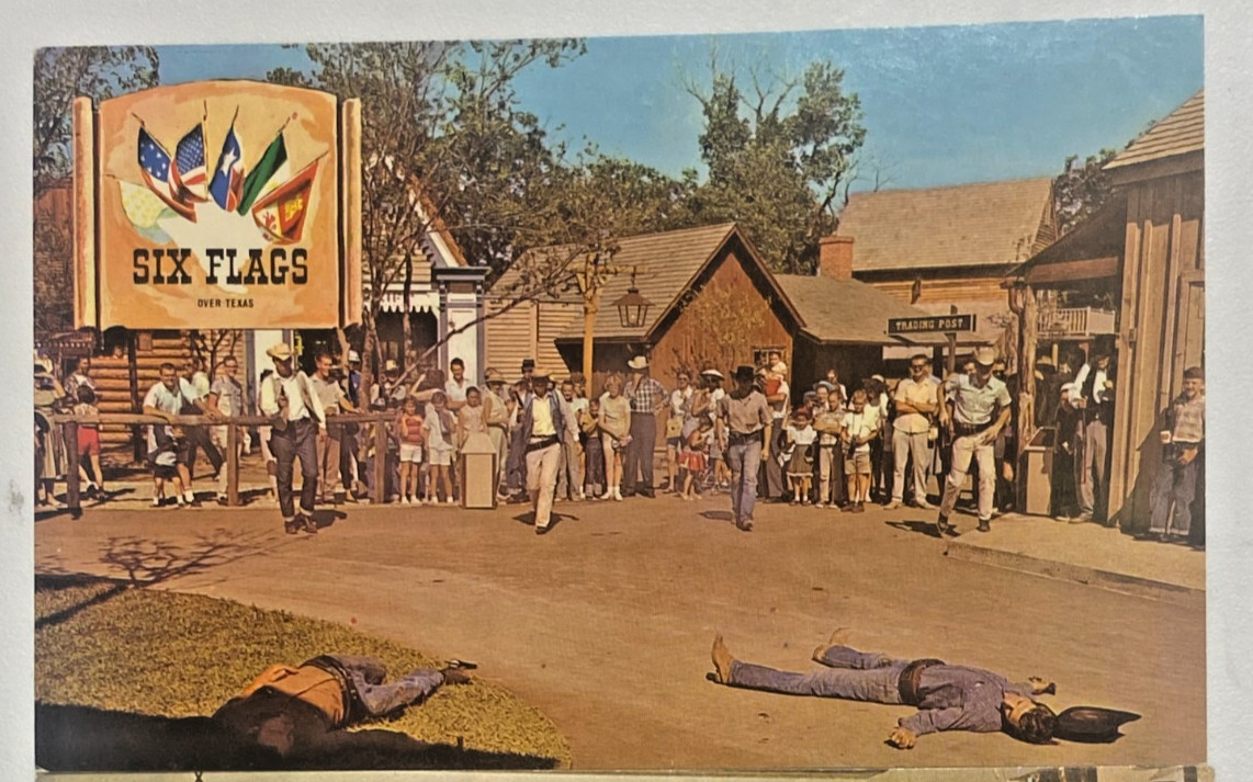 Vintage Six Flags Over Texas All-Tom Outlaws Bite The Dust Sheriff Gun Fight