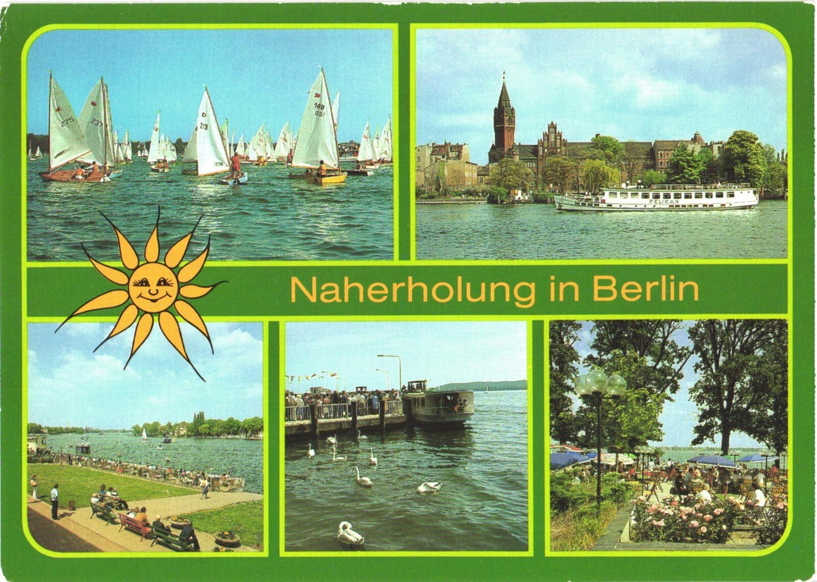 Berlin Germany Müggelsee Köpenick Multi-view DDR Chrome Postcard 1986 Unused