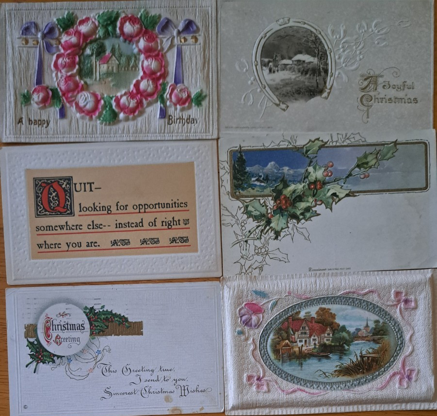 Lot of 6 EMBOSSED Vintage GREETINGS Postcards ca. 1900’s-1920’s