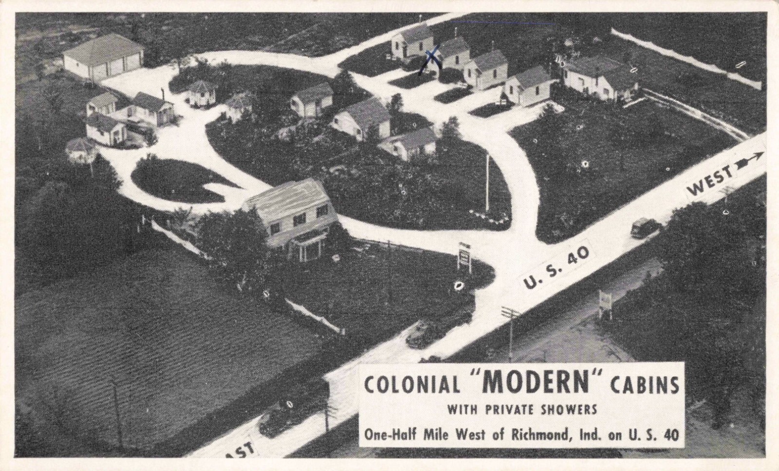Colonial Modern Cabins U.S. 40 Richmond Indiana IN 100th Anniversary Seal 1940