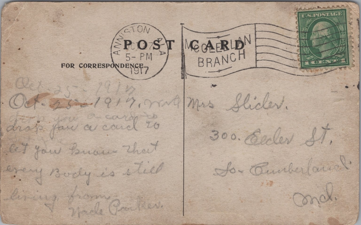 1917 Camp McClellan AL WWI Soldiers Hike US Flag Postcard L.L. Crump