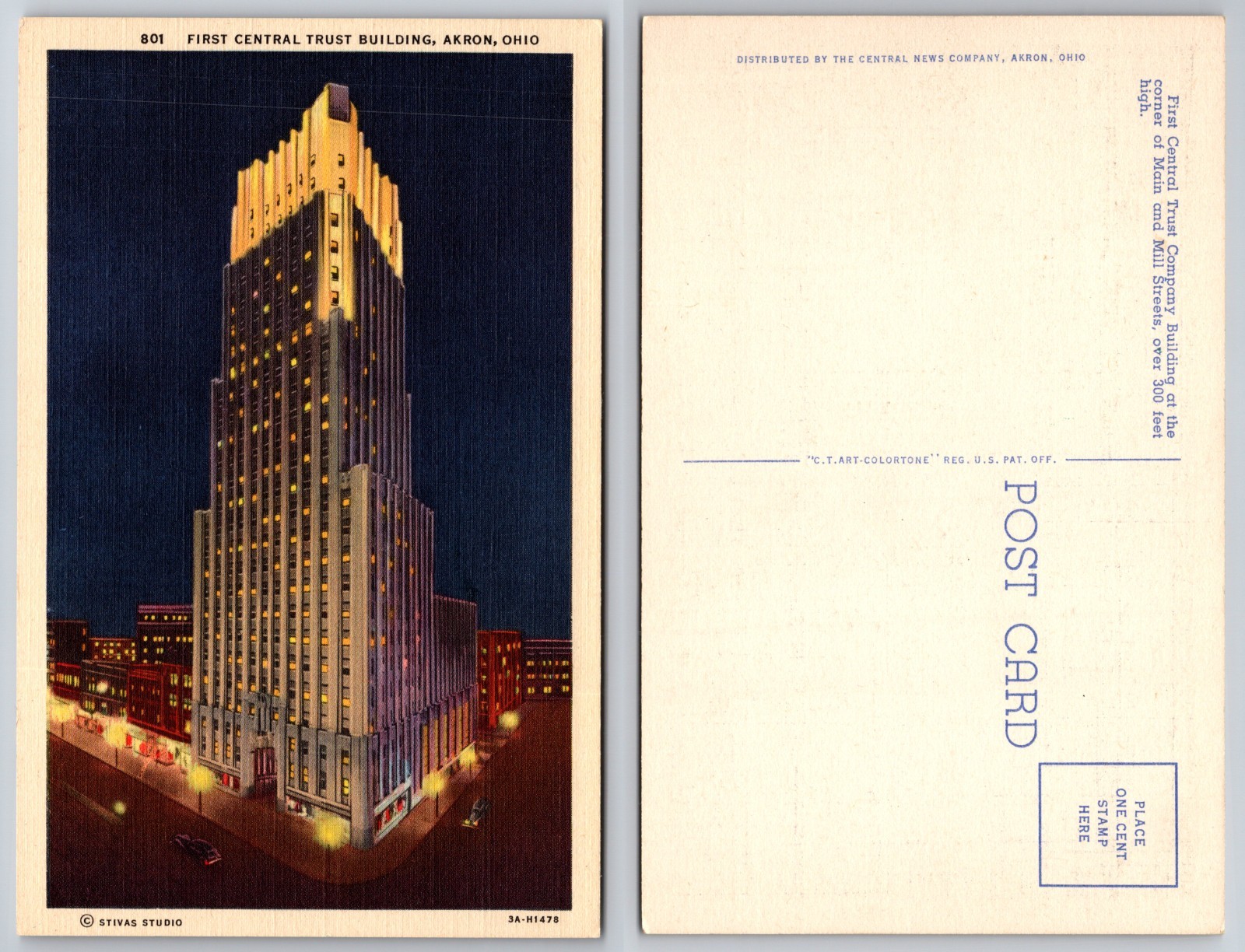 First Central Trust Building Akron Ohio Postcard