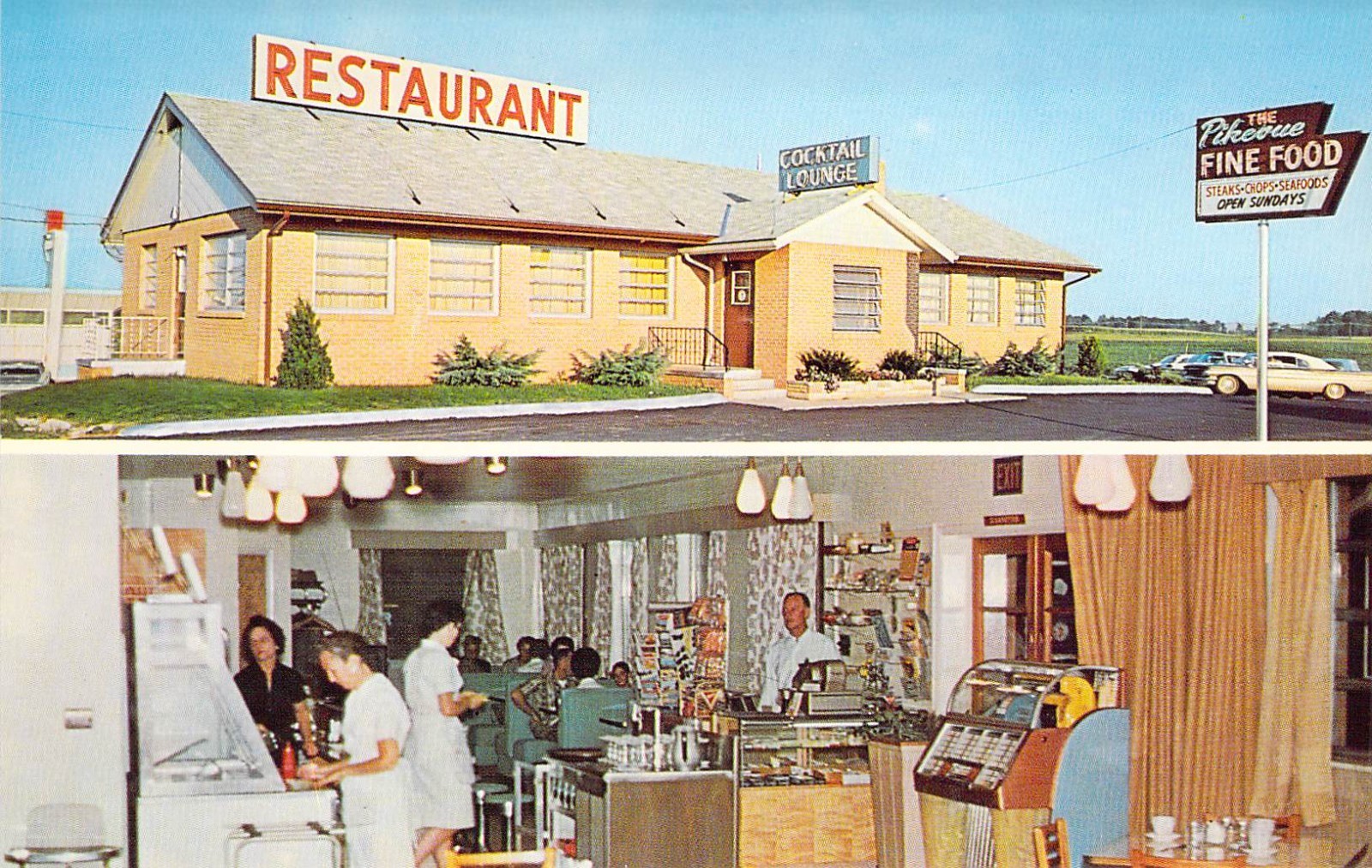 1963 OH Wauseon Pikevue Restaurant Juke Box Vintage Mint – Haworth Postcard A78