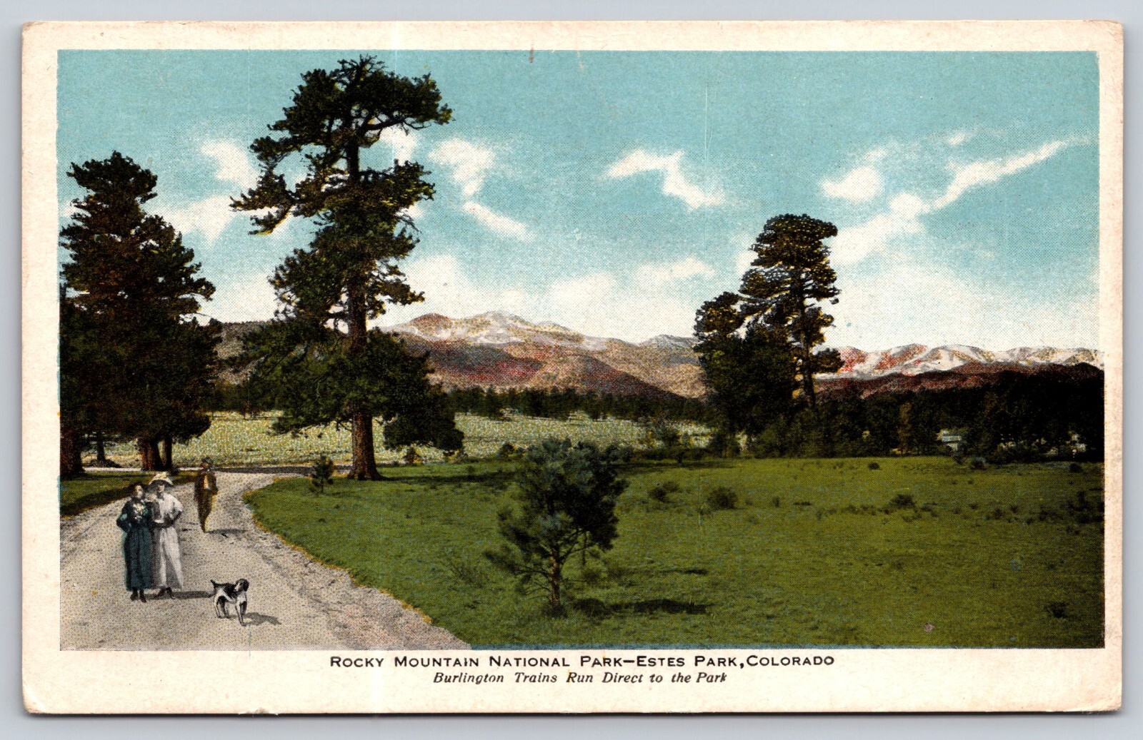 Postcard Rocky Mountain National Park Estes Park Colorado Burlington Trains