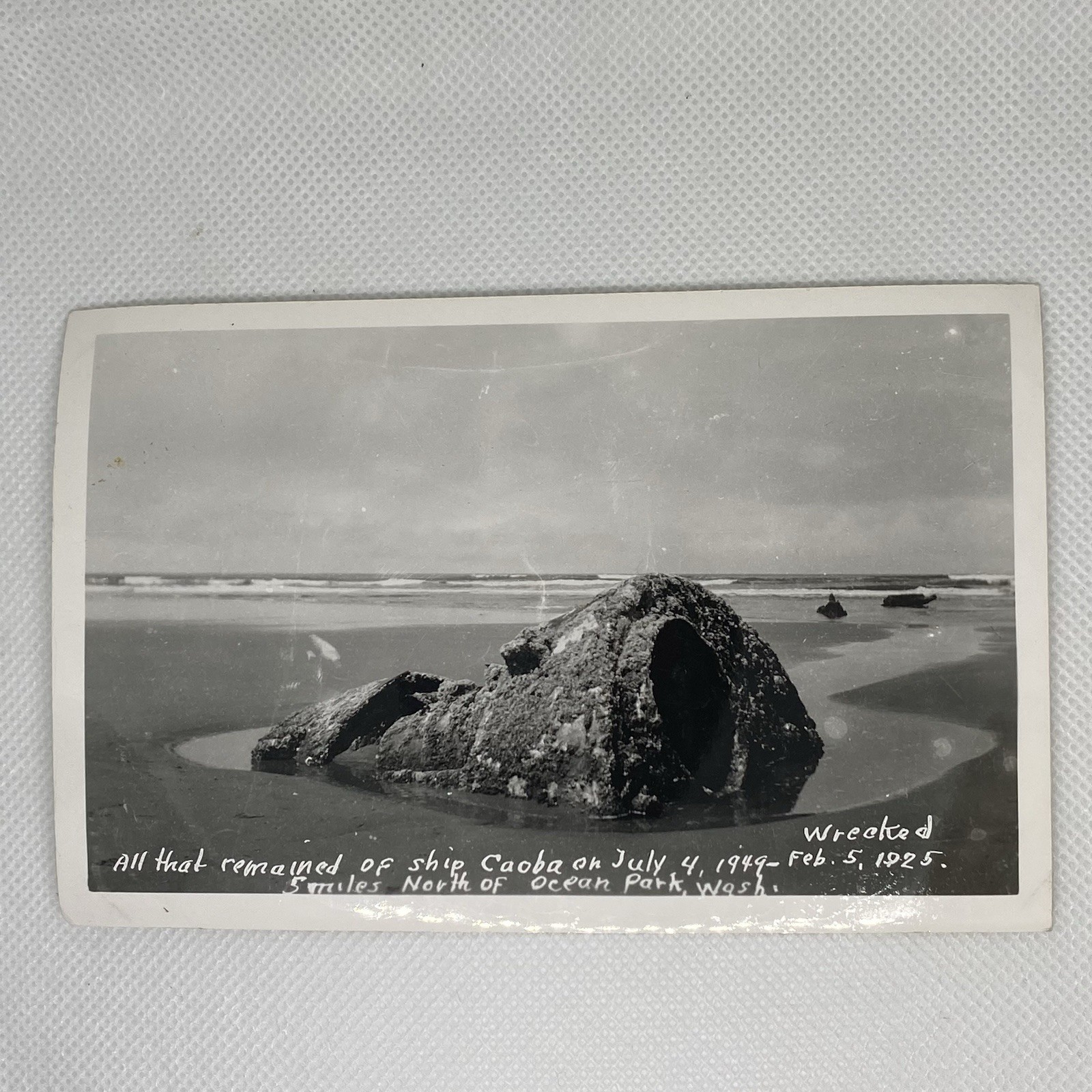 Ocean Park Washington RPPC Wreck Of Caoba Ship taken 1949 From Crash In 1925