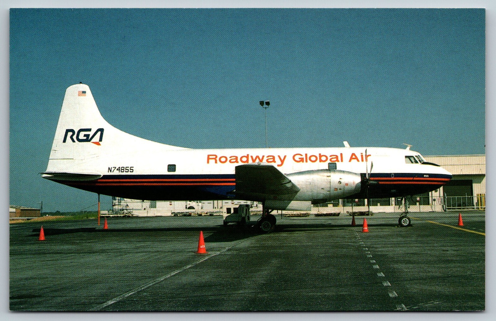 VIntage Airline Airplane Postcard – Roadway Global AIr – Convair CV-600