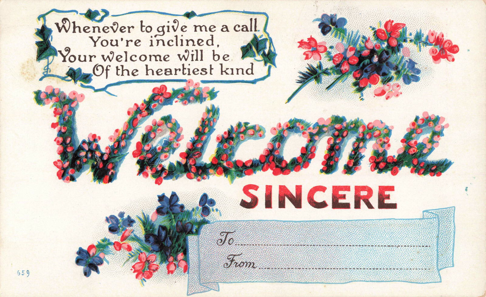 Postcard Welcome Sincere Greetings