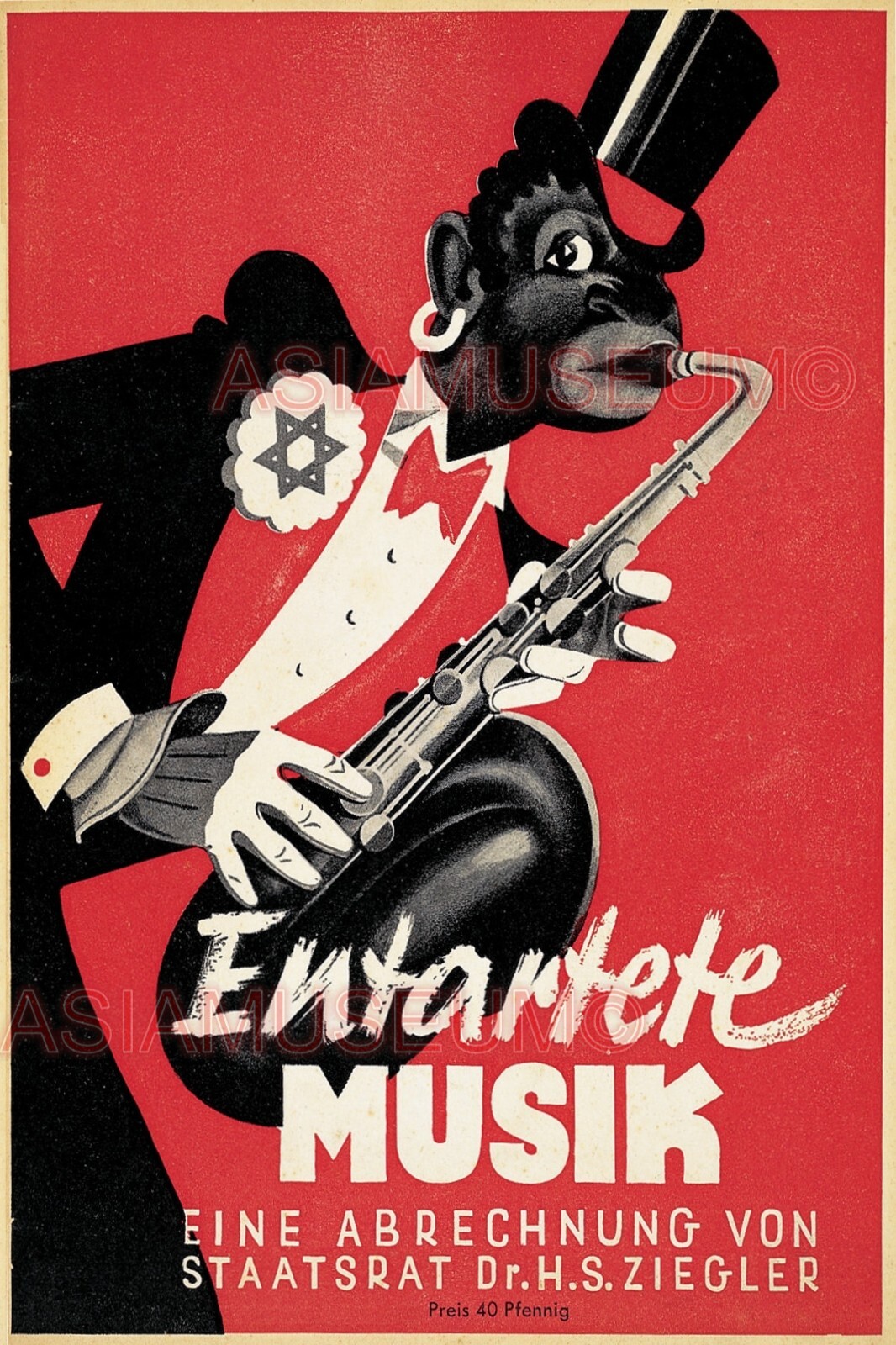 1942 WW2 USA AMERICA BUY MONKEY MUSIC SAXOPHONE JAPAN WAR PROPAGANDA Postcard