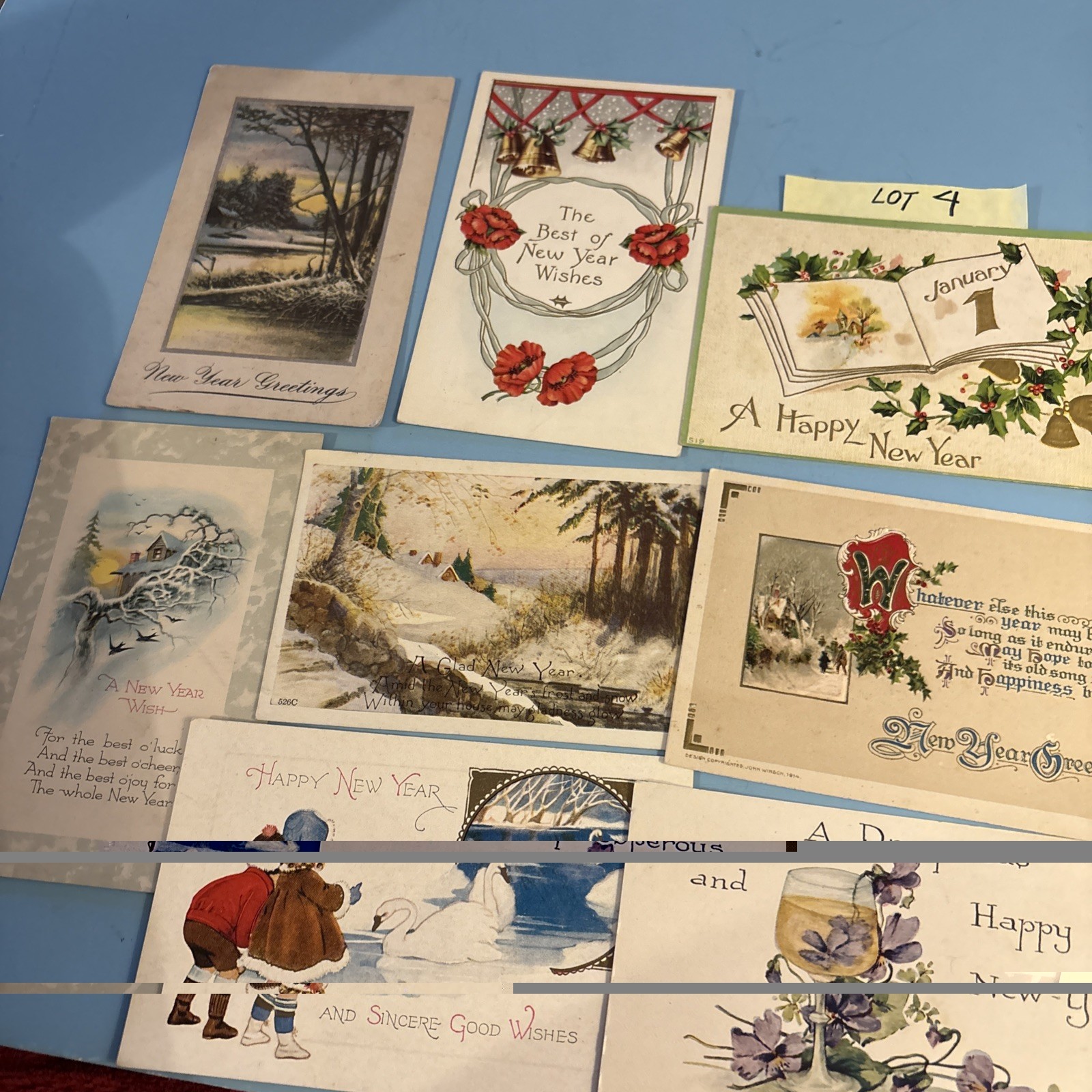 GROUP OF 8 New Year’s Nice assortment see pictures Vintage Postcard lot 4