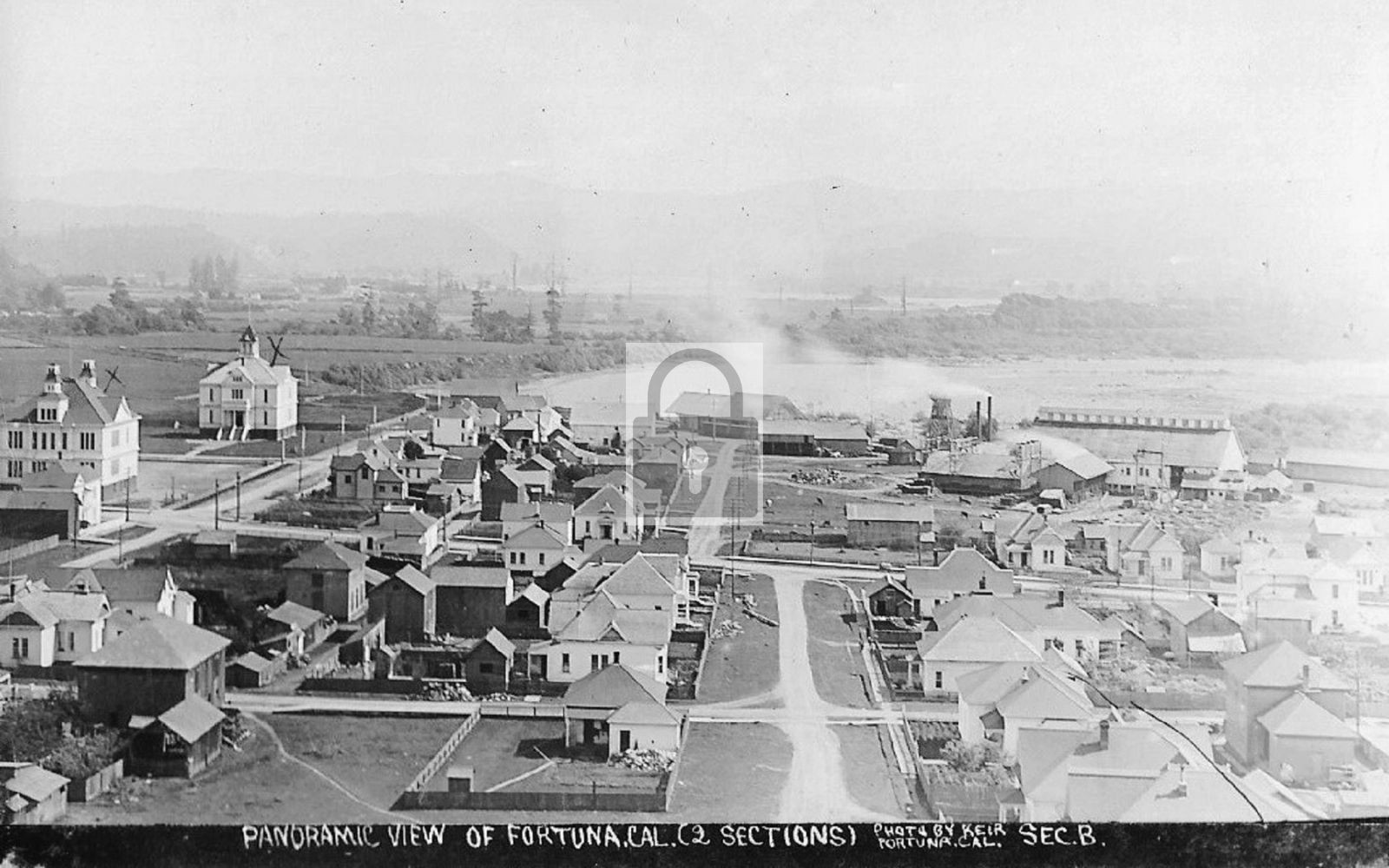 Birds Eye Town View Fortuna California CA – Reprint
