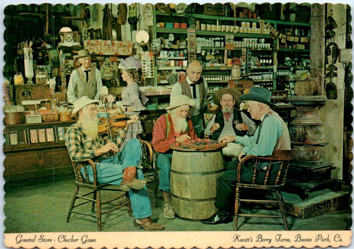 Postcard – Checker Game, Knott’s Berry Farm & Ghost Town, Buena Park, California
