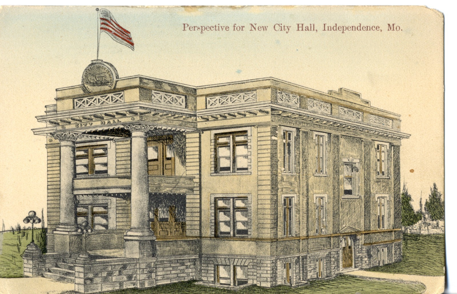 Perspective for New City Hall, Independence, Mo. Missouri Postcard #9487