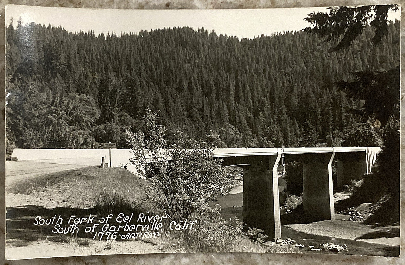 South Fork of Eel River Garberville California Highway Bridge RPPC Postcard C170