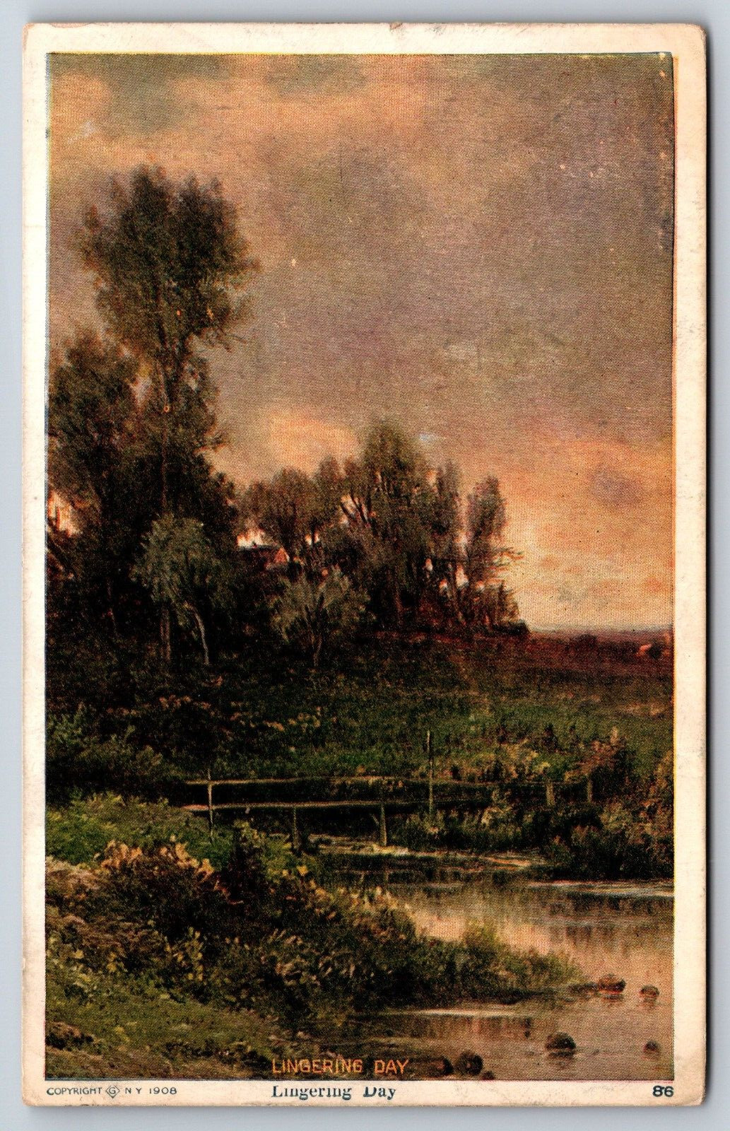 Vintage Postcard, Lingering Day, Divided Back, Stamp Stamped