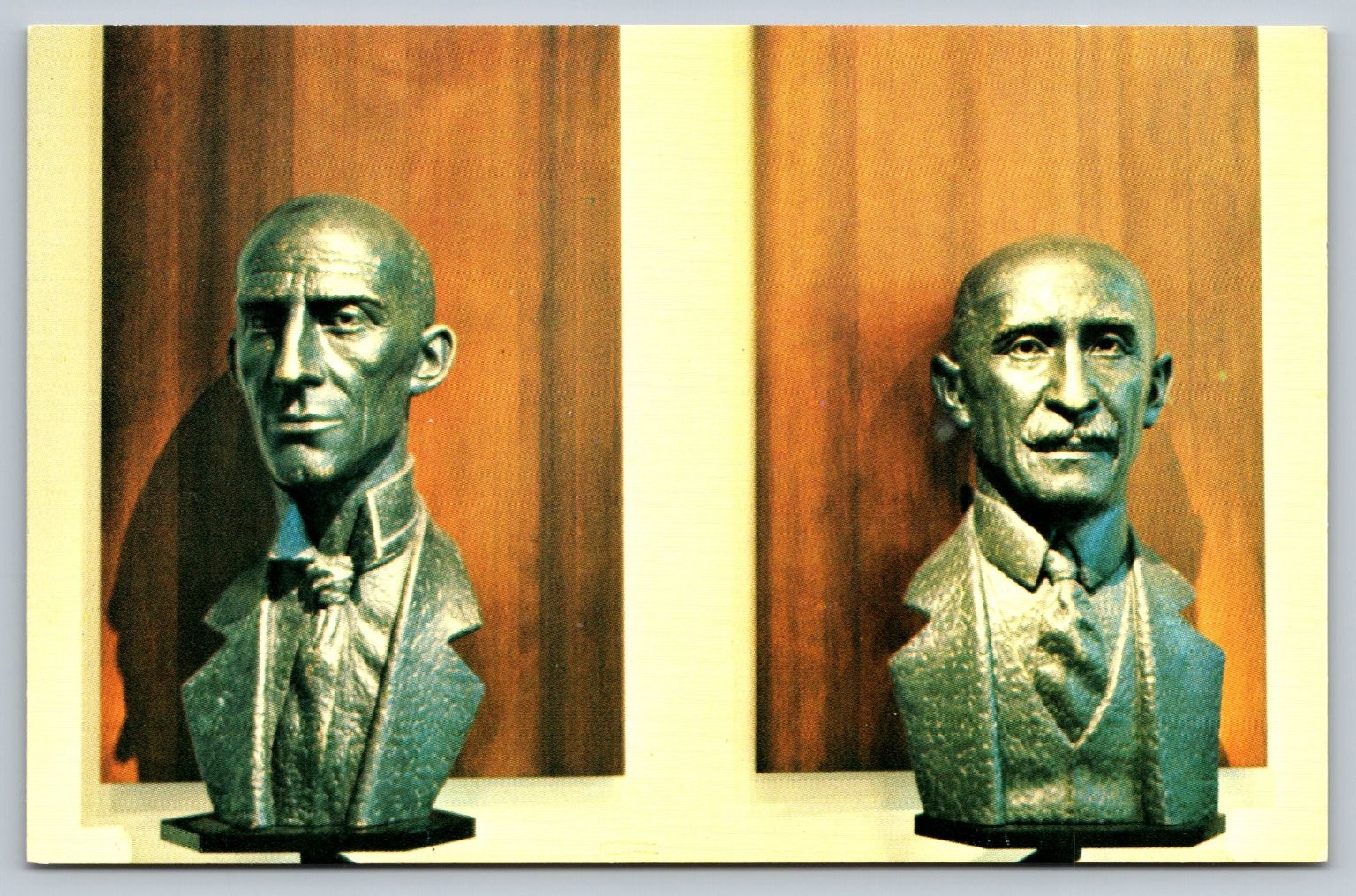 Bronze Busts of Wright Brothers Air Force Museum Ohio Postcard