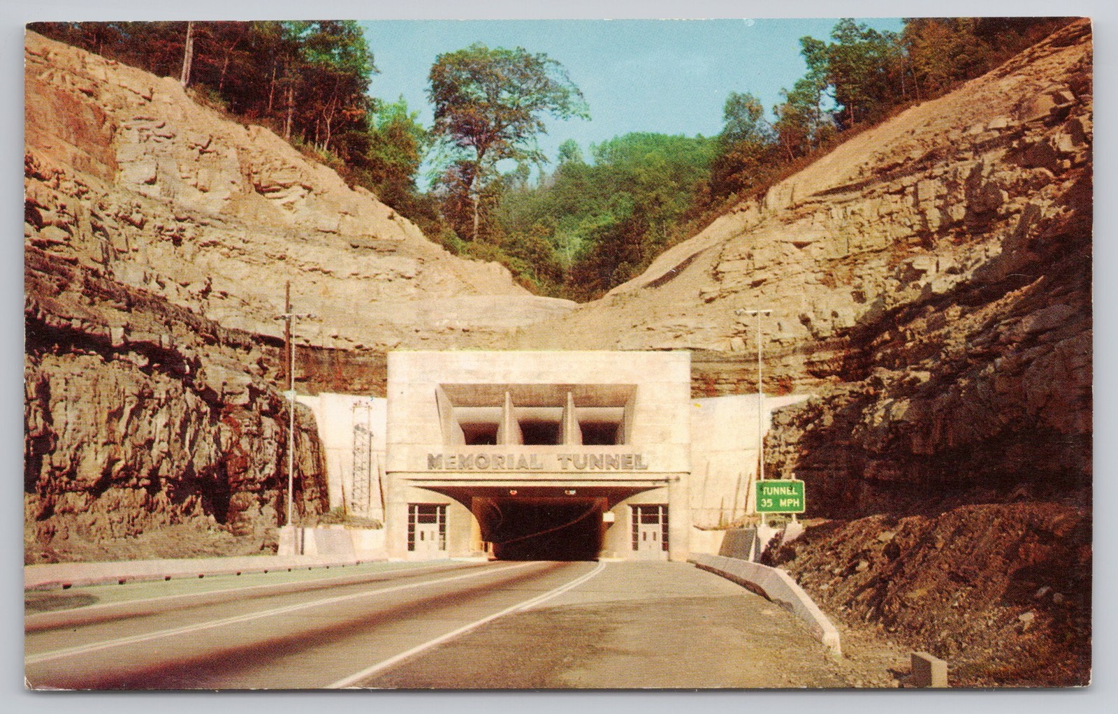 Entrance To Memorial Tunnel On WV Turnpike Chrome Postcard