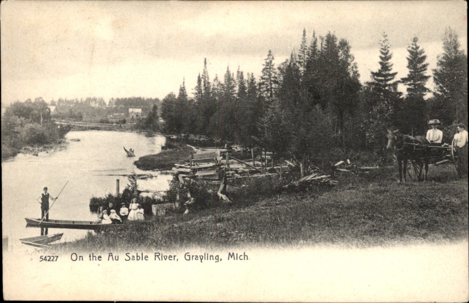 Grayling MI Au Sable River The Rotograph Co. c1900s-10s Vintage Postcard bhn