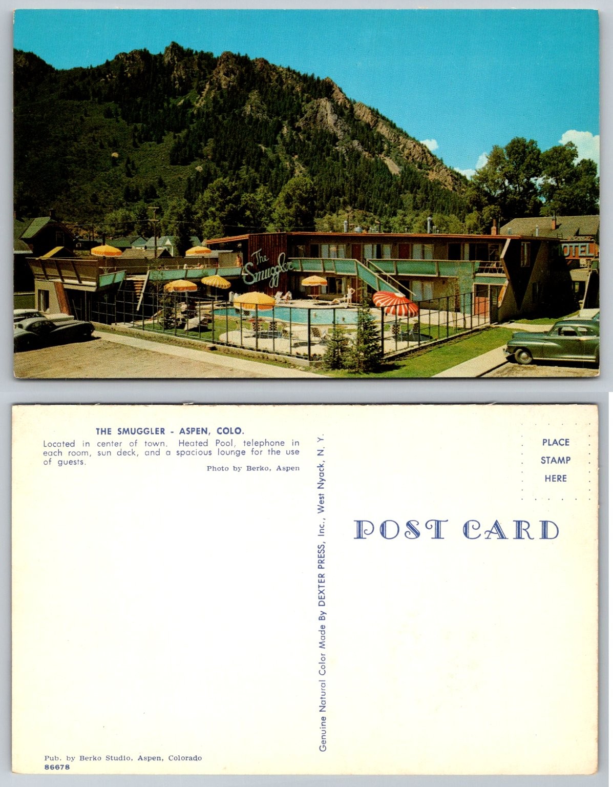 Vintage The Smuggler Motel Aspen, CO Postcard – Dexter Press Natural Color