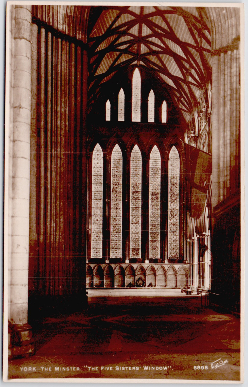 UK England York 1910 Five Sisters Window York Minster Cathedral Interior RPPC