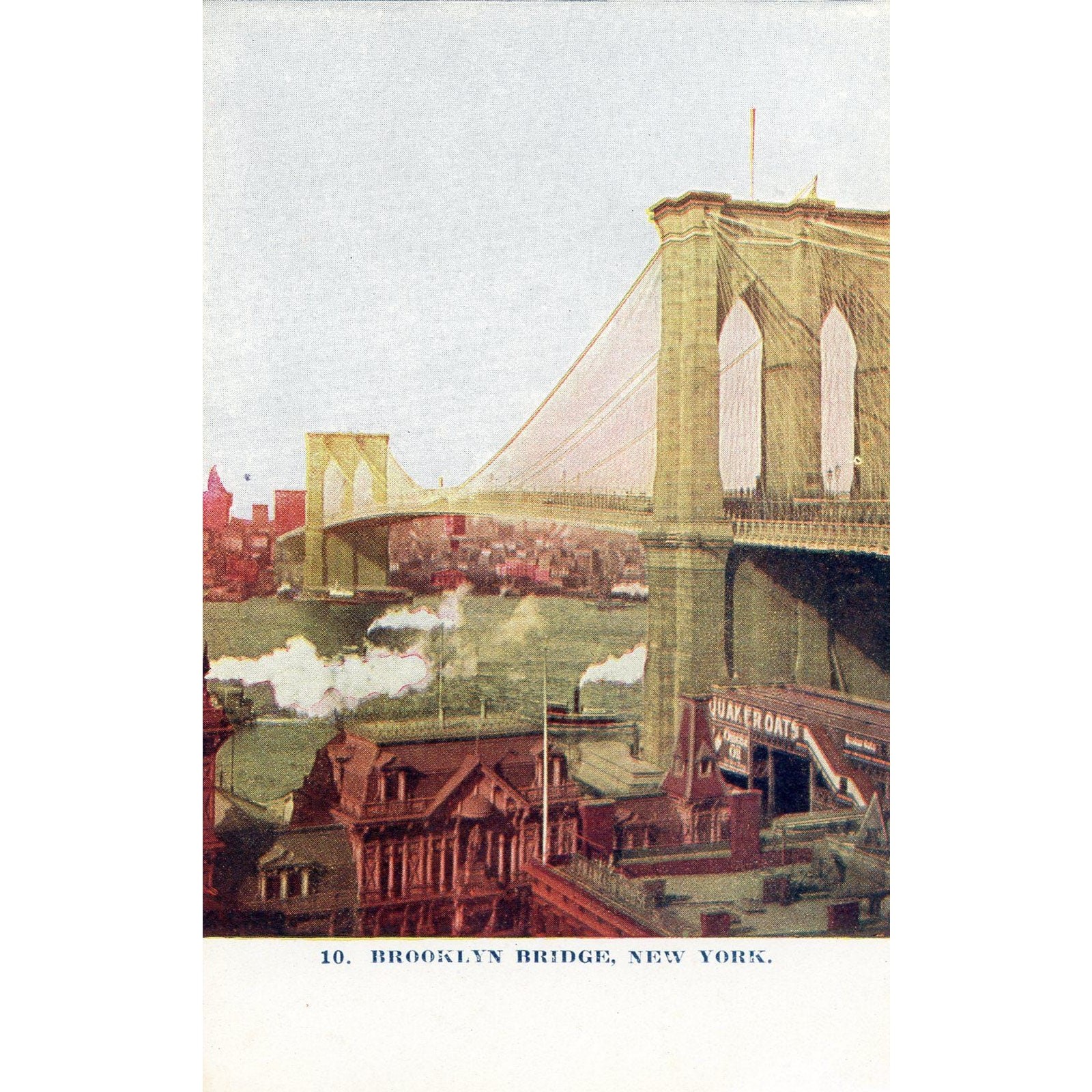 Postcard Early Hand Tnted View of Brooklyn Bridge in New York, NY. B2