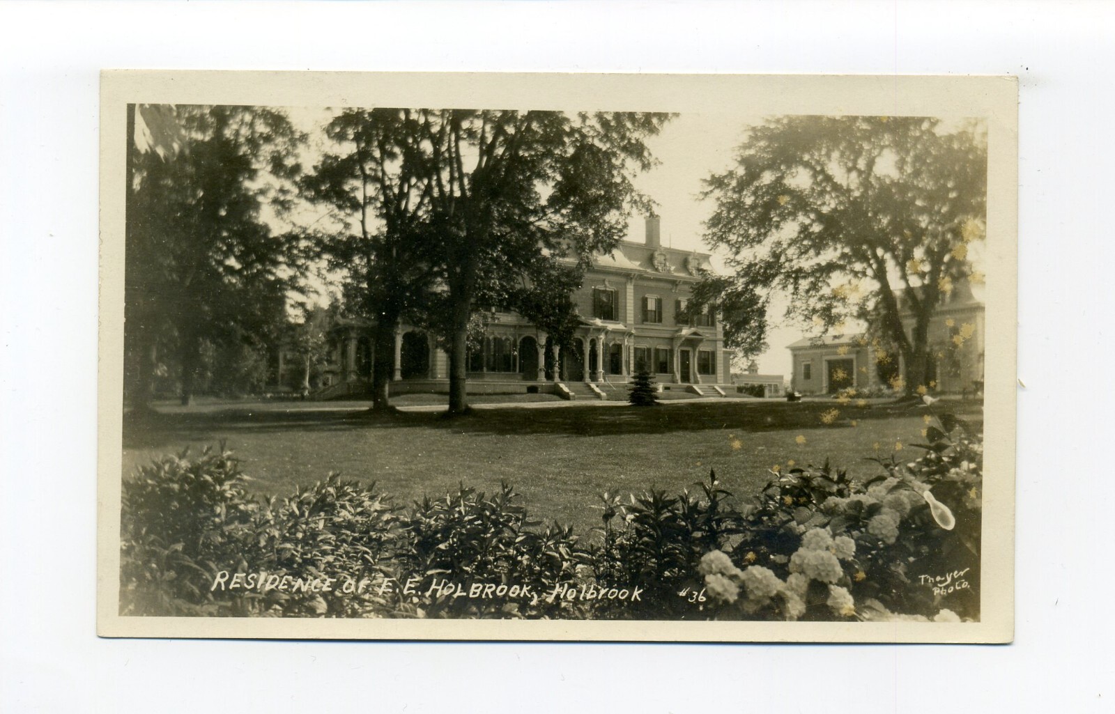 Holbrook MA RPPC photo mansion, carriage house, residence E.E. Holbrook
