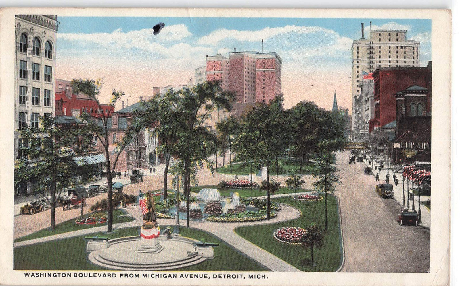 Early 1900’s Postcard, Washington Blvd. Street View, Detroit, Michigan