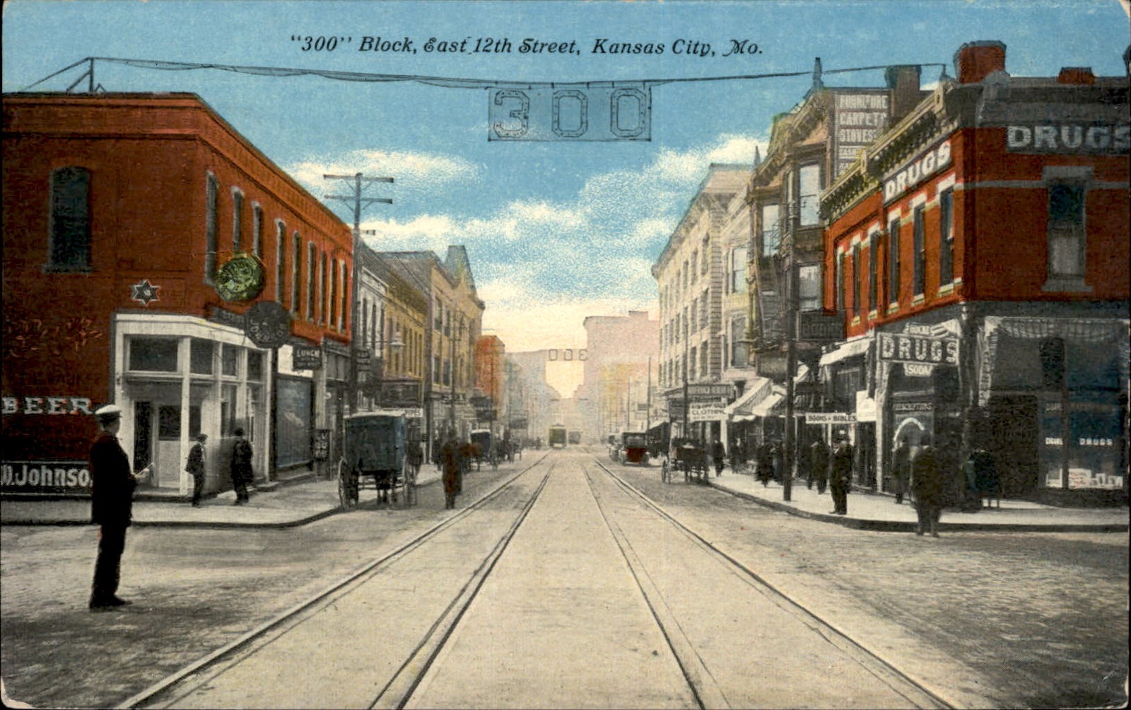 Kansas City Missouri East 12th Street 300 Block c1900-20s Vintage Postcard