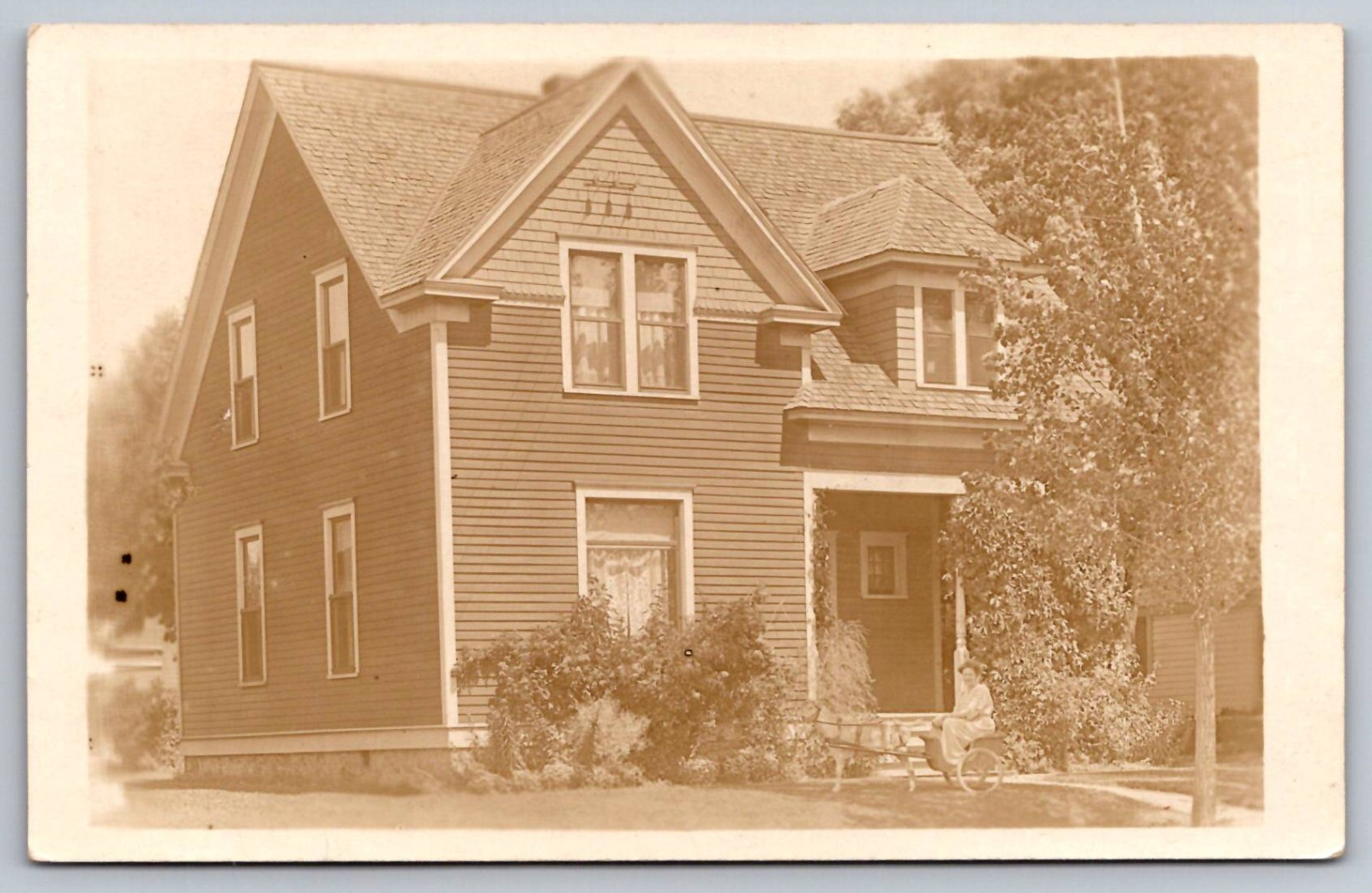 RPPC Private Residence Unknown Location Sepia Real Photo Postcard AZO c1904-18
