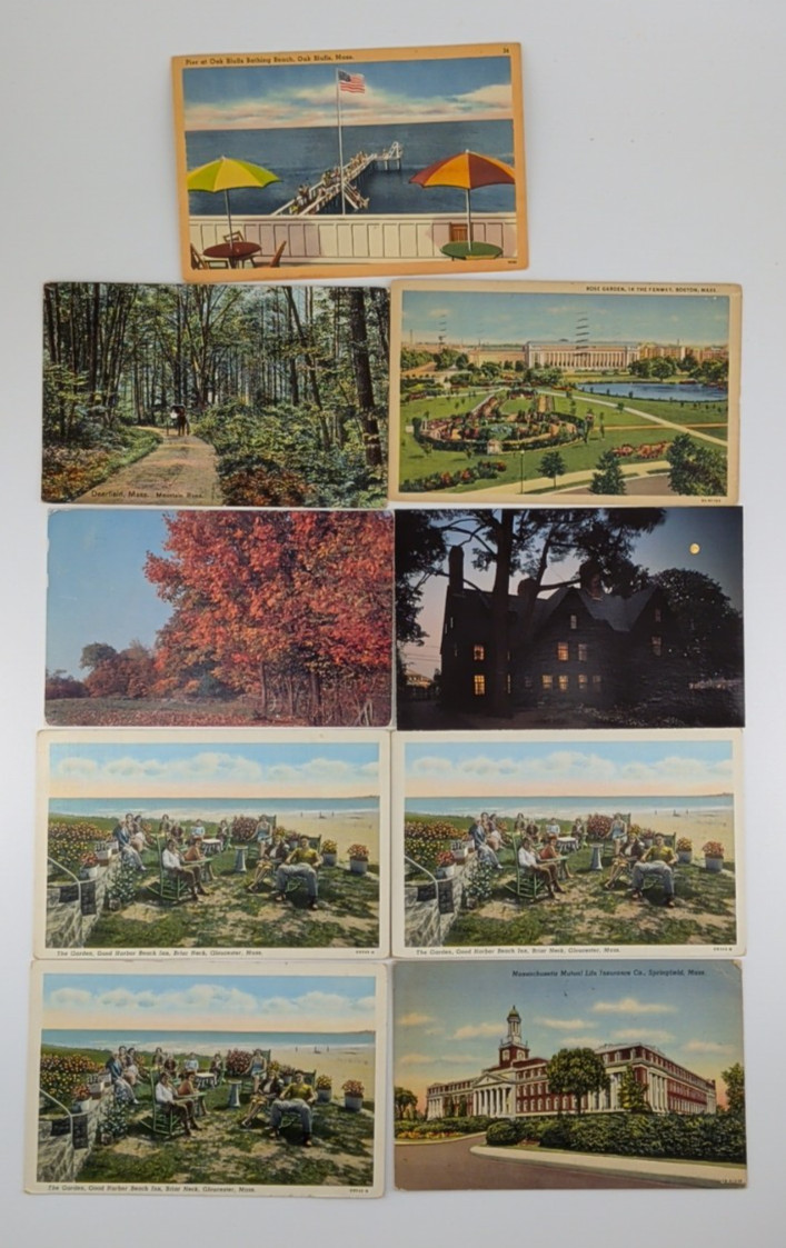 Massachusetts Mixed Post Card Lot of 9 Various Places Vintage