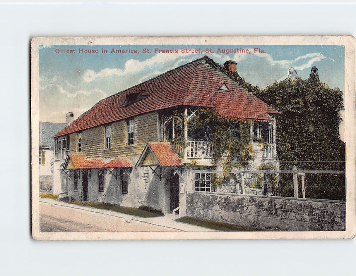 Postcard Oldest House in America St. Francis Street St. Augustine Florida USA