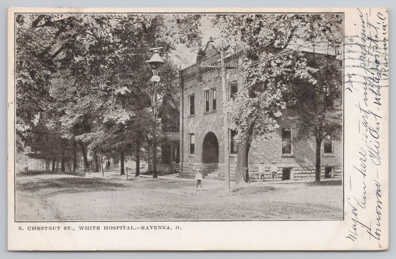 1906 White Hospital Ravenna Ohio Postcard N Chestnut St Early Medical View