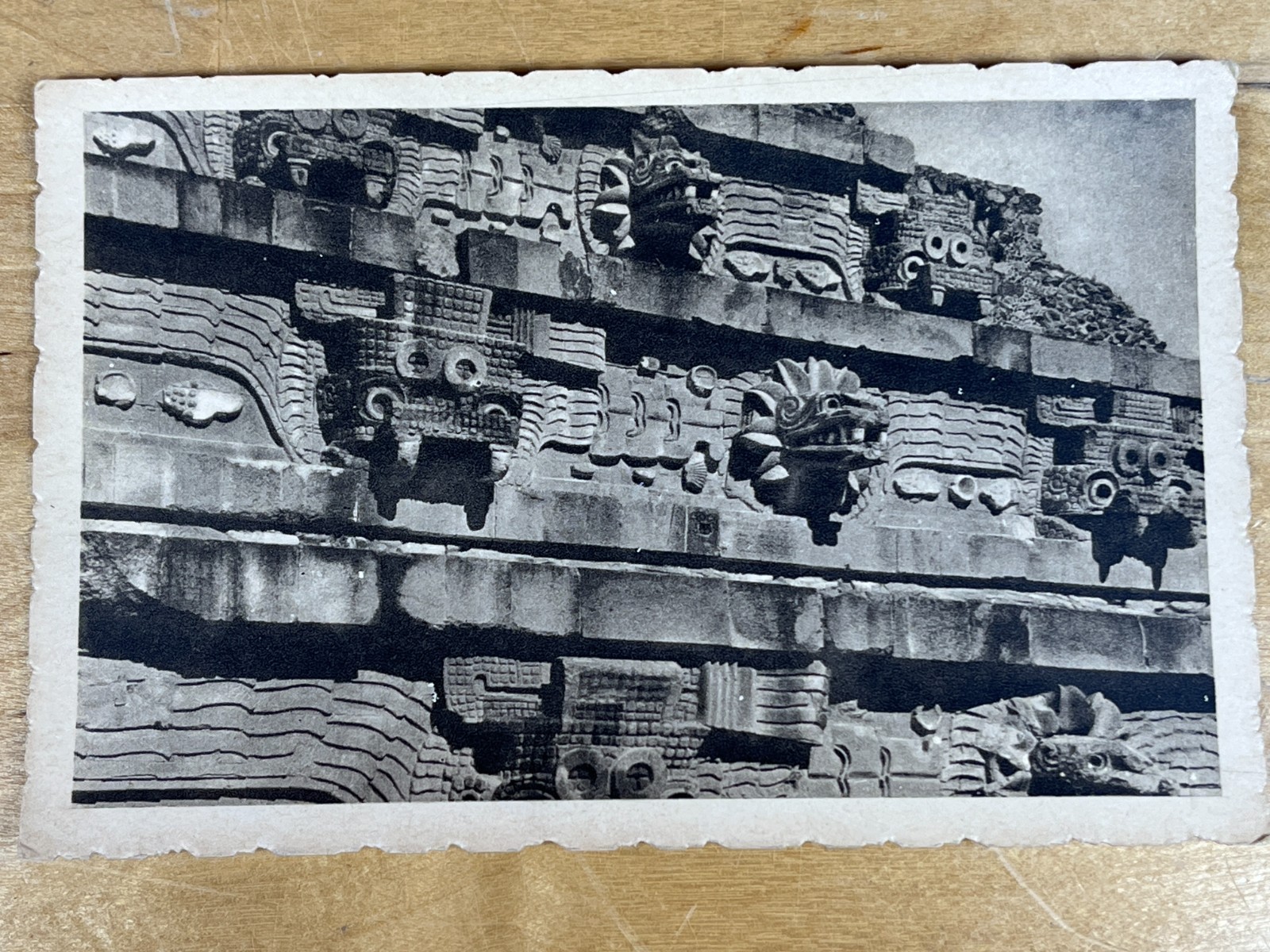Tarjeta Postal Teotihuacan Mexico Temple De Quetzalcoatl Post Card Real Photo