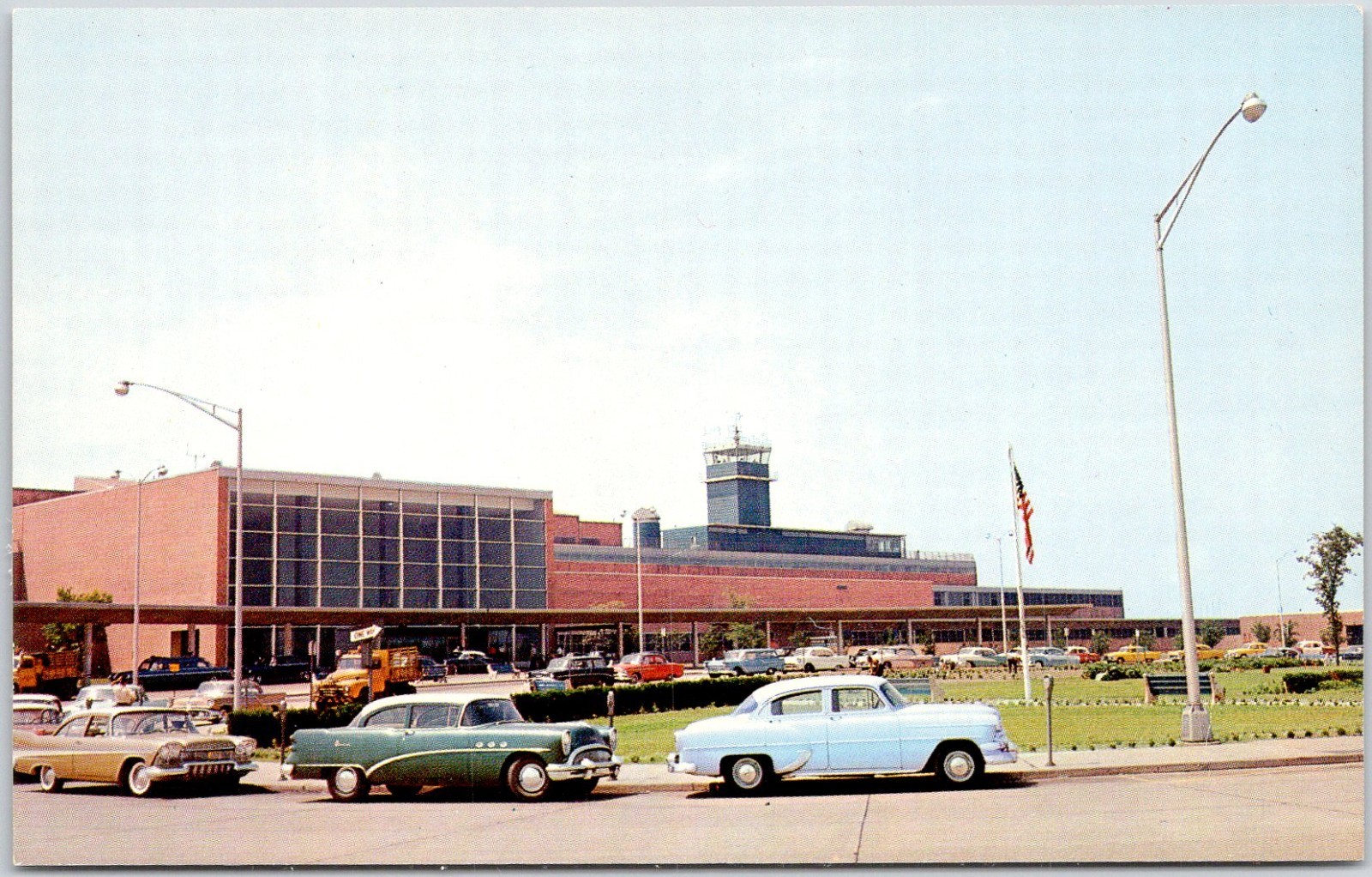 Philadelphia International Airport PHL 1950s Postcard Cars