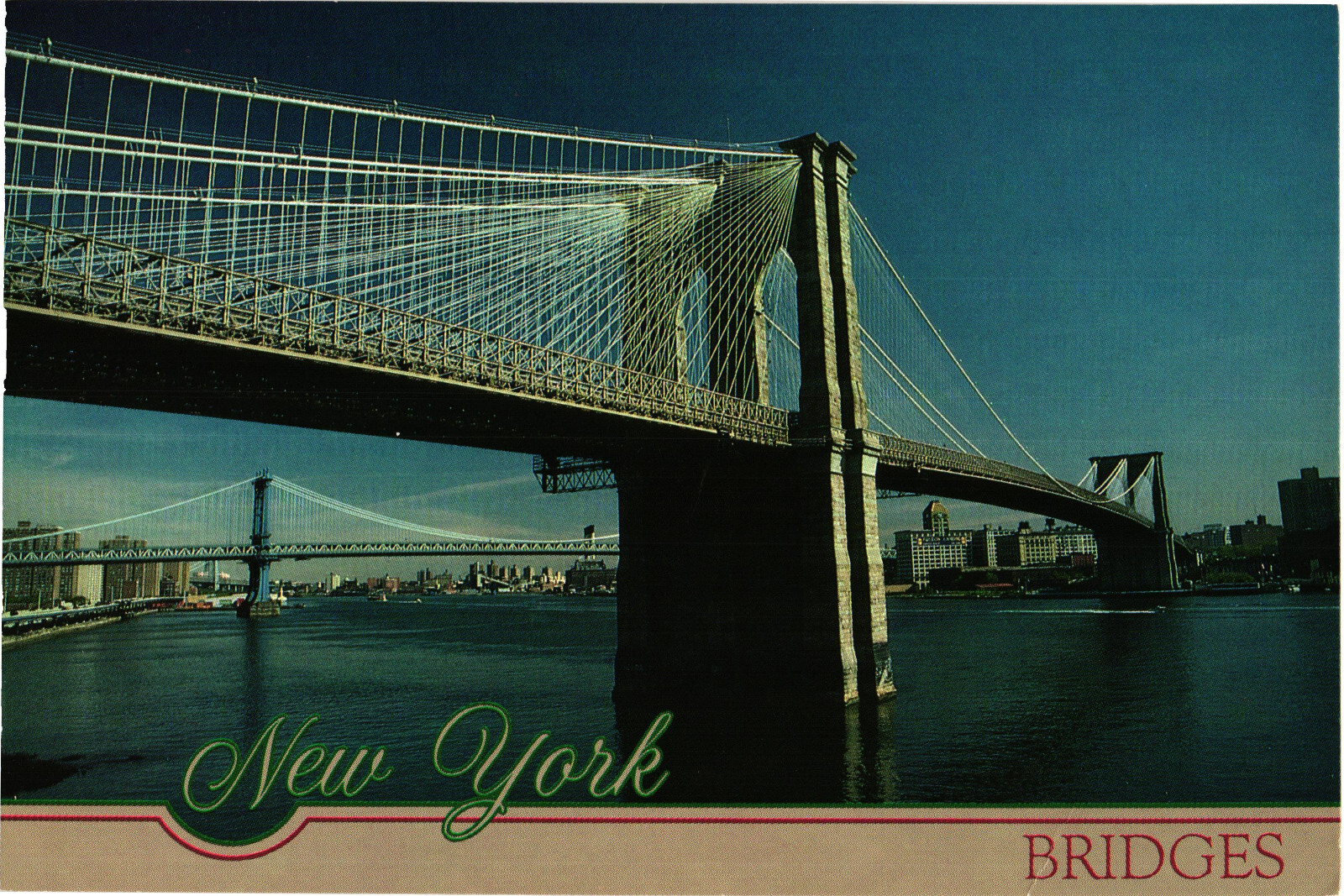 New York Bridges Manhattan and Brooklyn Bridges Postcard Unposted