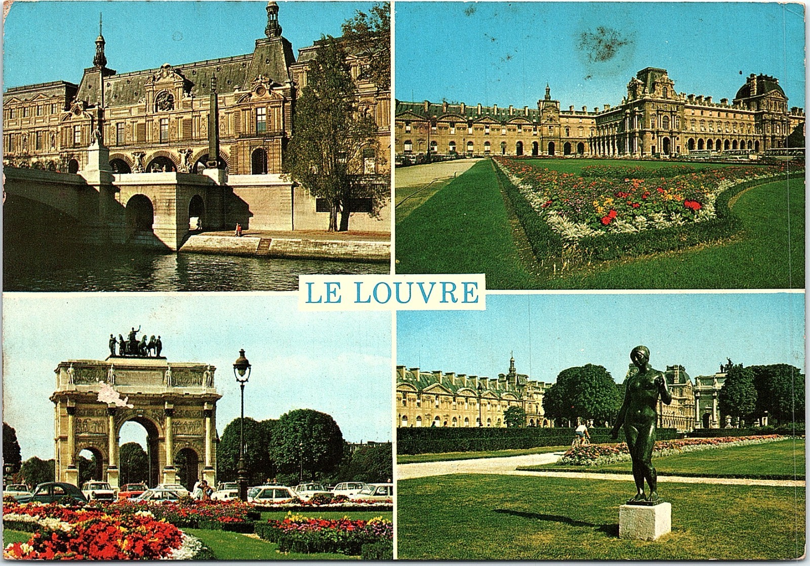 Vintage Postcard Le Louvre Museum Paris France Multi View Posted 1970